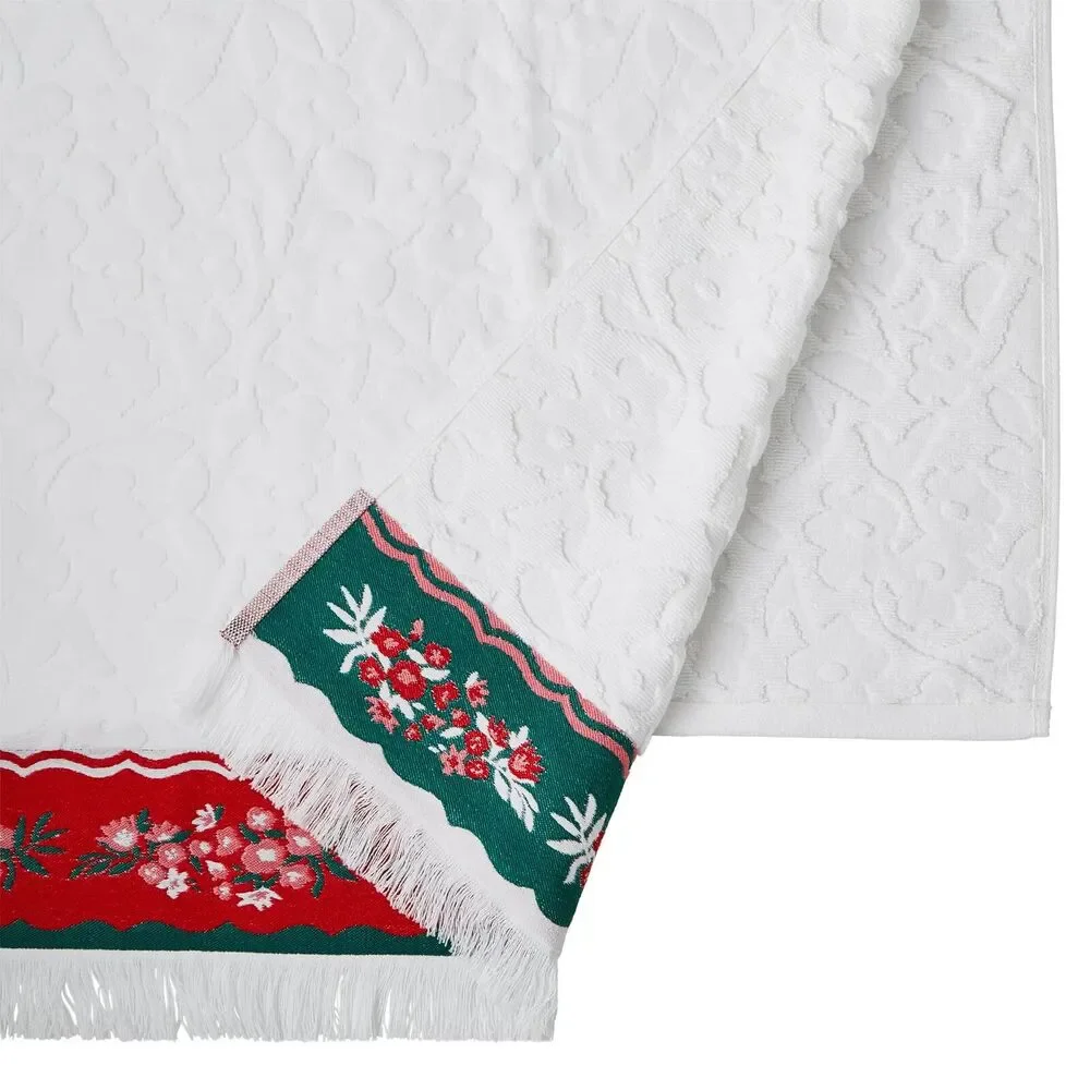 Pioneer Woman Christmas Holiday Bath & Hand Towel 4pc Set Ditsy Dot Floral Red